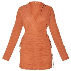 Cut Out Waist Collared Bodycon Dress